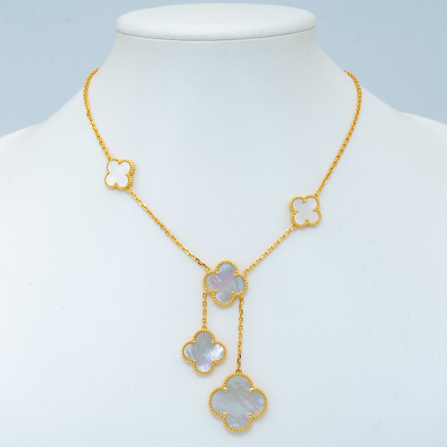[Vicky]CLOVER MOTHER OF PEARL NECKLACE 6 MOTIF