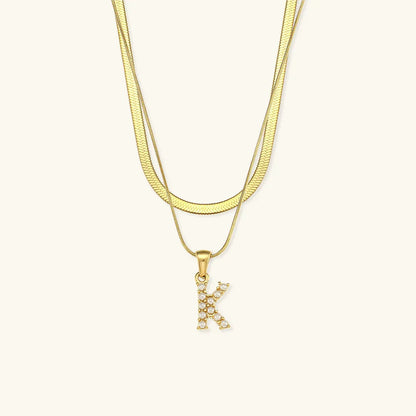 [Royal Vicky]Fiona Layered Gold Initial Letter Necklace