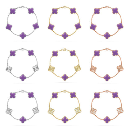 [Vicky]CLOVER 5 MOTIF LIGHT PURPLE BRACELET COLLECTION