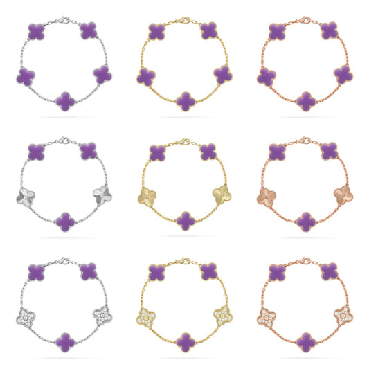 [Vicky]CLOVER 5 MOTIF LIGHT PURPLE BRACELET COLLECTION
