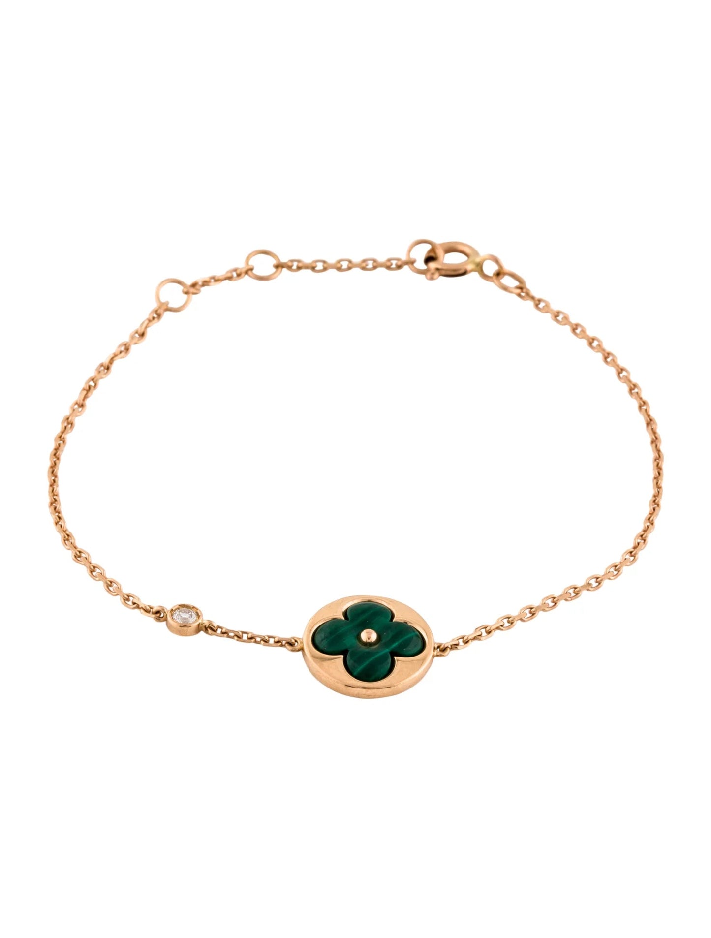 [Vicky]SUN MALACHITE 1 DIAMOND PINK GOLD BRACELET