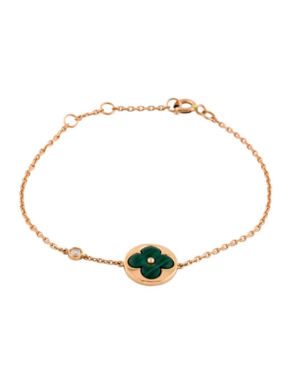 [Vicky]SUN MALACHITE 1 DIAMOND PINK GOLD BRACELET