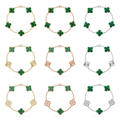 [Vicky] CLOVER 5 MOTIF MALACHITE BRACELET COLLECTION