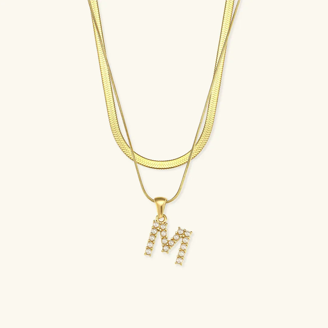[Royal Vicky]Fiona Layered Gold Initial Letter Necklace