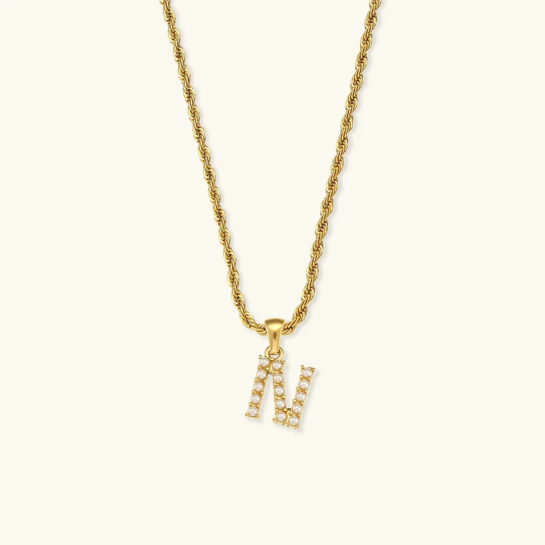 [Royal Vicky]Elodie Initial Letter Pearl Necklace