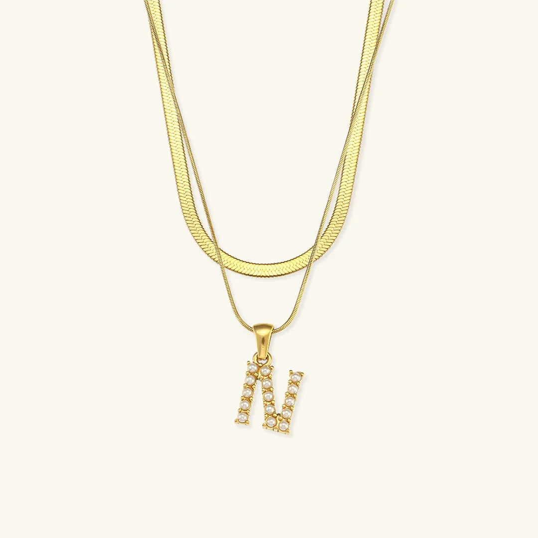 [Royal Vicky]Fiona Layered Gold Initial Letter Necklace