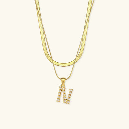 [Royal Vicky]Fiona Layered Gold Initial Letter Necklace