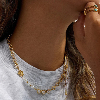 [Royal Vicky]Zeraphine Diamond Pearl Gold Necklace