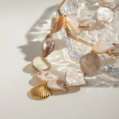 [Royal Vicky]Aquamarine Seashell Necklace