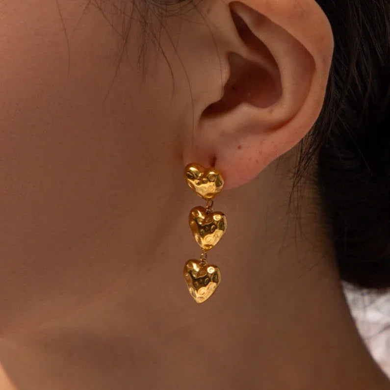 [Royal Vicky]Heather Heart Gold Earrings