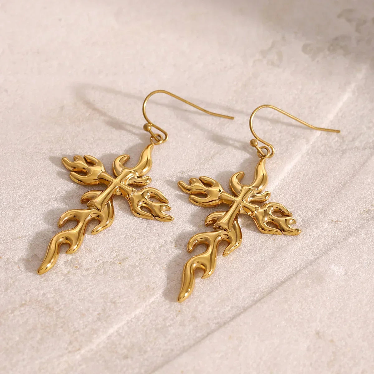 [Royal Vicky]Adrielle Branched Cross Gold Earrings