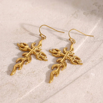 [Royal Vicky]Adrielle Branched Cross Gold Earrings