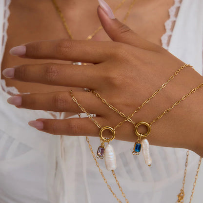 [Royal Vicky]Caitlin Birthstone Pearl Necklace