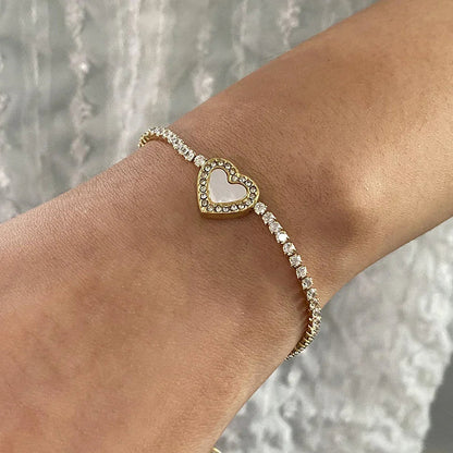 [Royal Vicky]Cameron Diamond Heart Tennis Bracelet