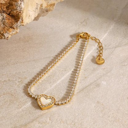 [Royal Vicky]Cameron Diamond Heart Tennis Bracelet