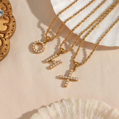 [Royal Vicky]Elodie Initial Letter Pearl Necklace