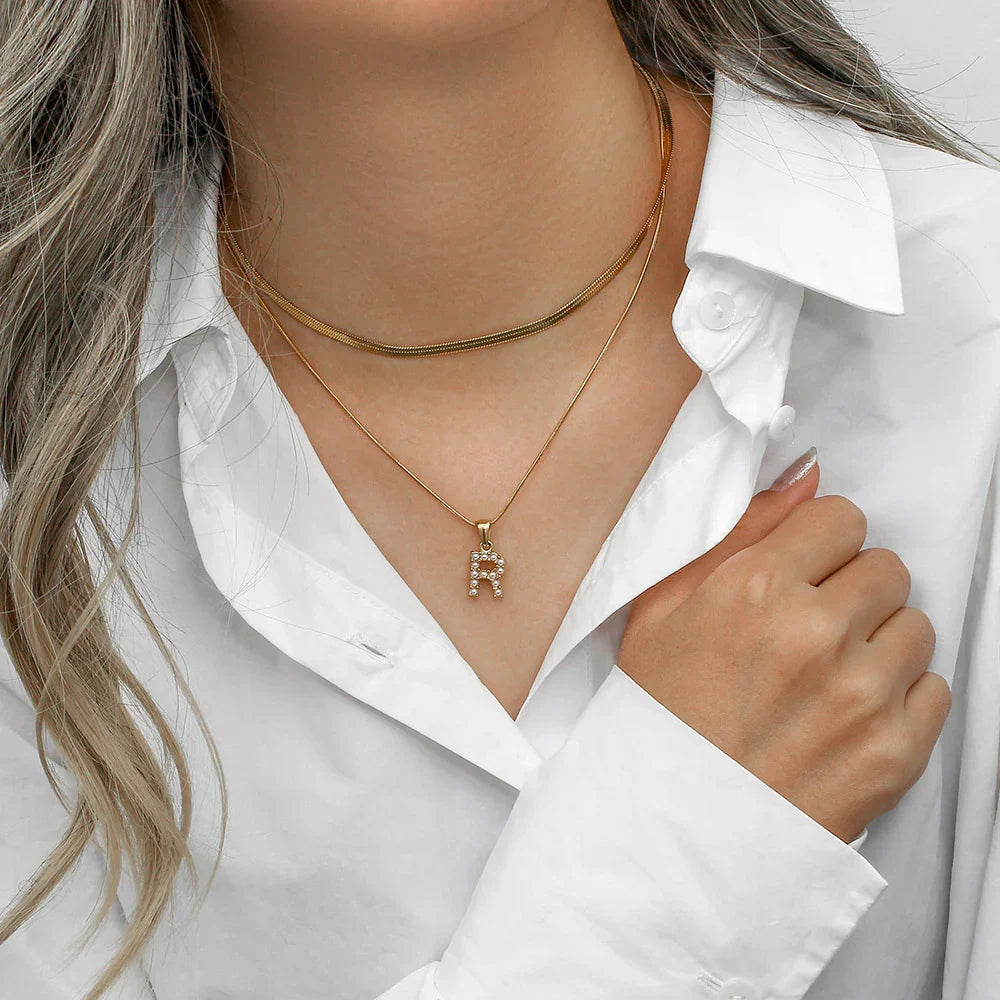 [Royal Vicky]Fiona Layered Gold Initial Letter Necklace