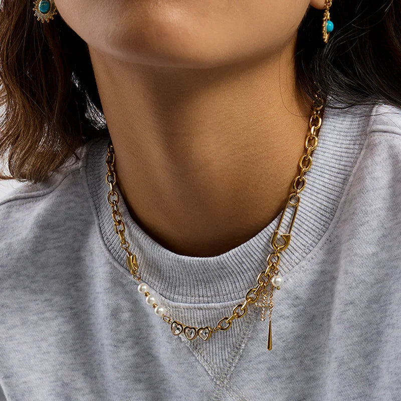[Royal Vicky]Zeraphine Diamond Pearl Gold Necklace