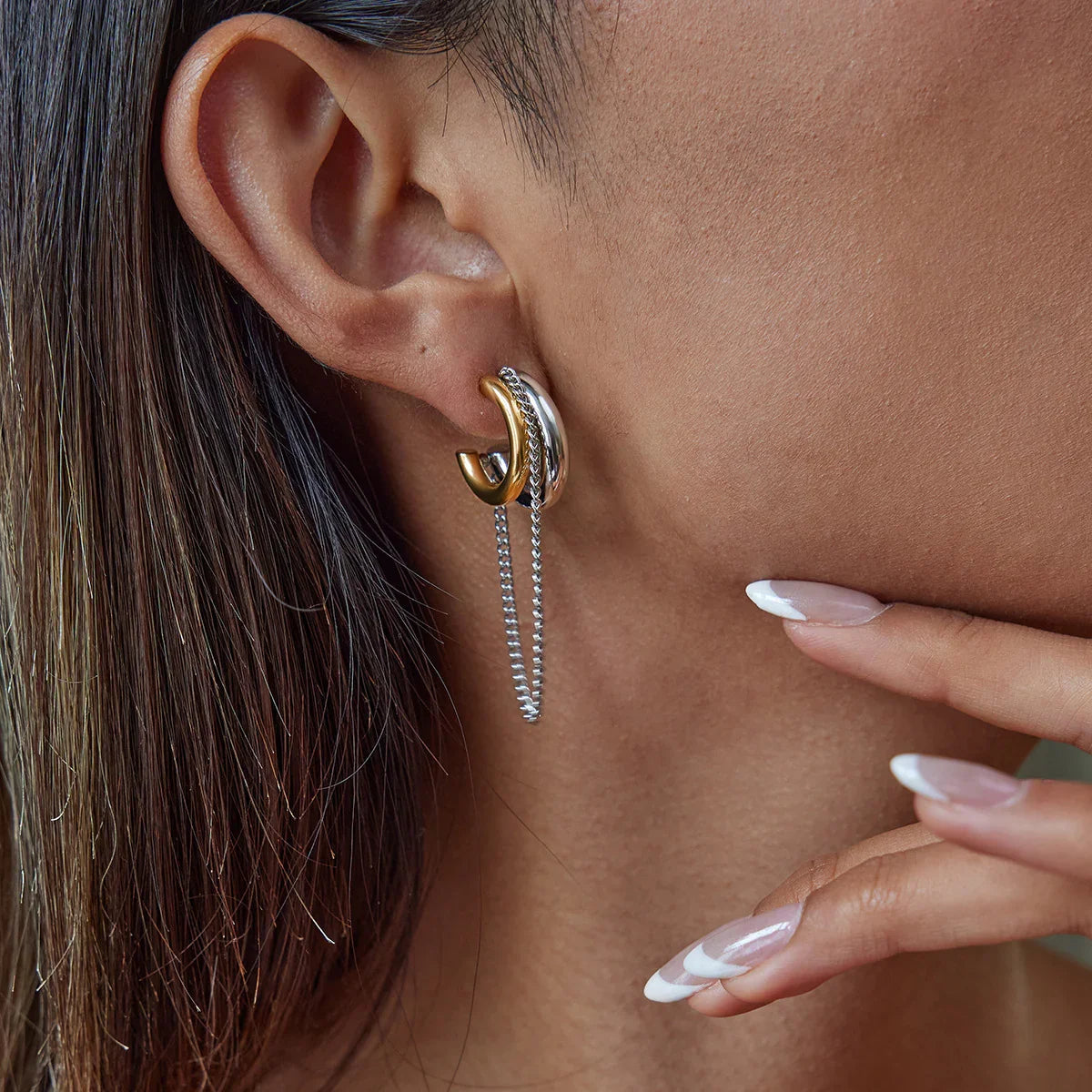 [Royal Vicky]Galilea Link Chain Hoops