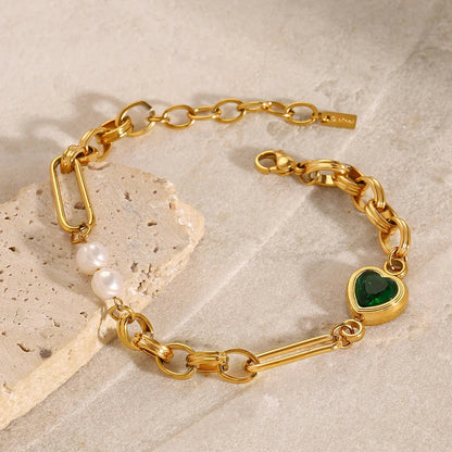 [Royal Vicky]Maddison Pearl Chain Gold Bracelet