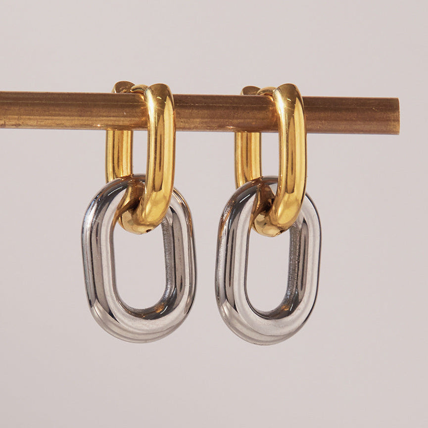 [Royal Vicky]Pippa Two Tone Double Hoops