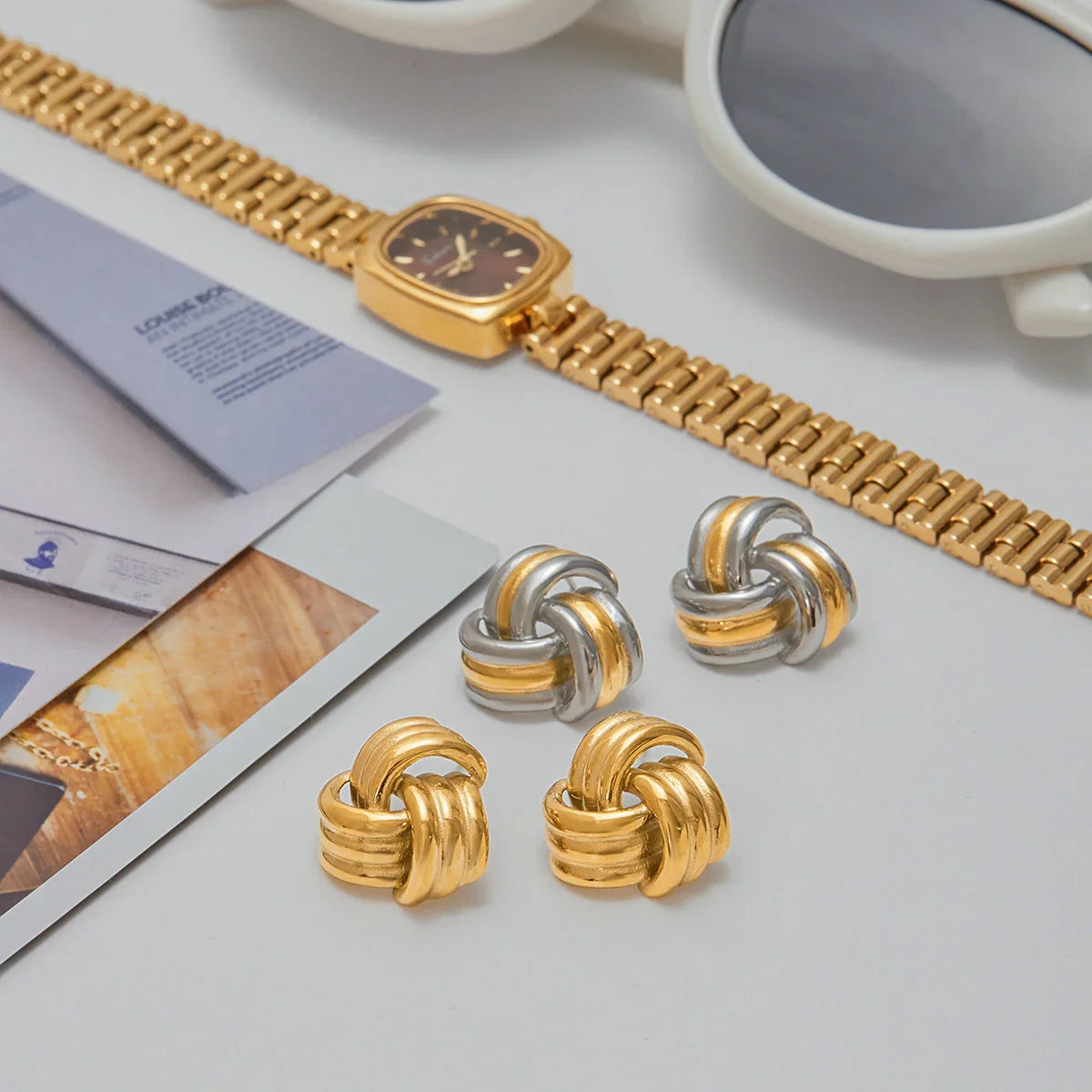 [Royal Vicky]Avielle Chunky Gold Knot Earrings