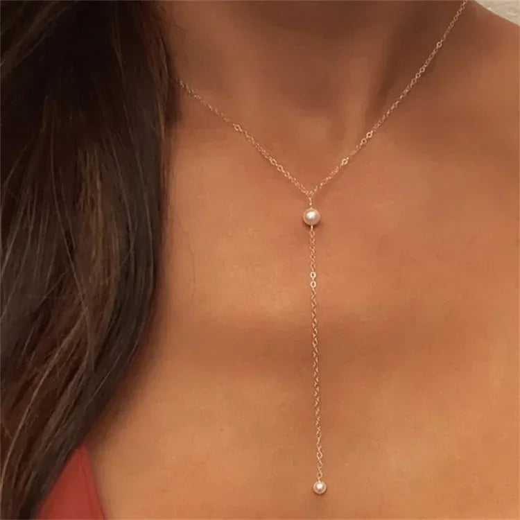 [Royal Vicky]Beatrice Pearl Tassel Necklace
