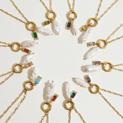 [Royal Vicky]Caitlin Birthstone Pearl Necklace