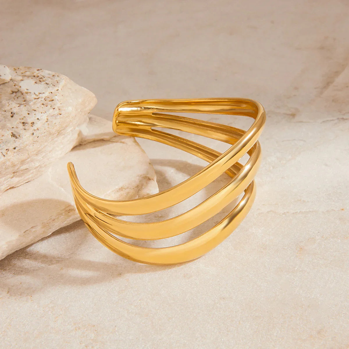 [Royal Vicky]Meredith Triple Layer Gold Bangle