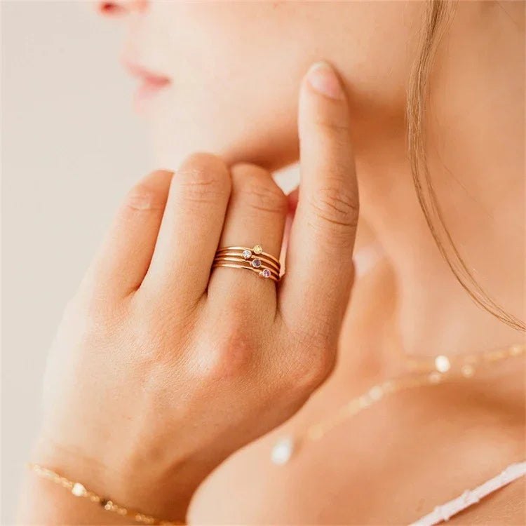[Royal Vicky]Amelia Birthstone Stacker Ring