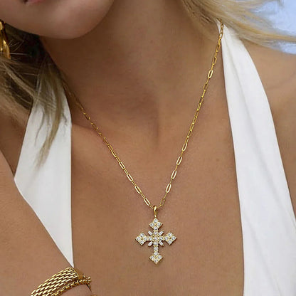 [Royal Vicky]Divina Crystal Cross Necklace