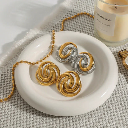 [Royal Vicky]Janice Triple Spiral Gold Earrings