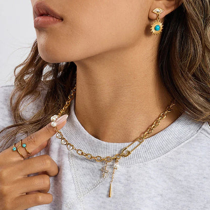 [Royal Vicky]Zeraphine Diamond Pearl Gold Necklace