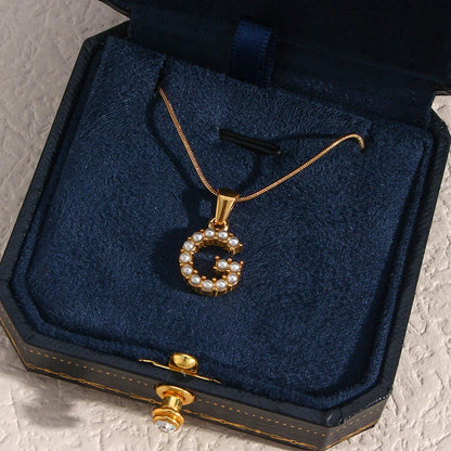 [Royal Vicky]Augustine Initial Letter Pearl Necklace