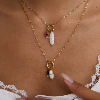 [Royal Vicky]Caitlin Birthstone Pearl Necklace