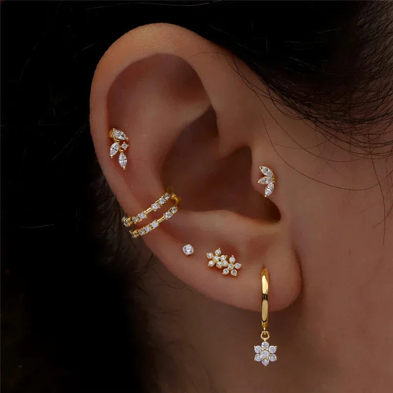 [Royal Vicky]Trio Flat Back Diamond Stud