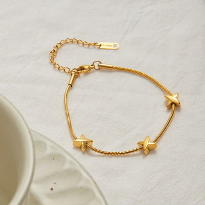 [Royal Vicky]Brienne Diamond Cross Herringbone Bracelet