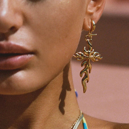 [Royal Vicky]Adrielle Branched Cross Gold Earrings
