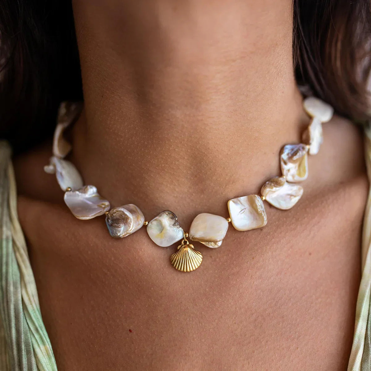 [Royal Vicky]Aquamarine Seashell Necklace