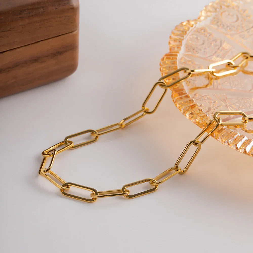 [Royal Vicky]Ria Gold Paperclip Chain Necklace