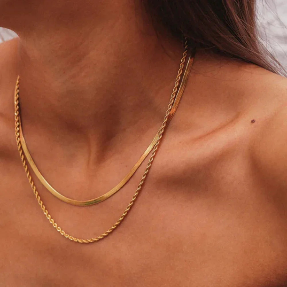 [Royal Vicky]Hailey Layered Gold Chain Necklace