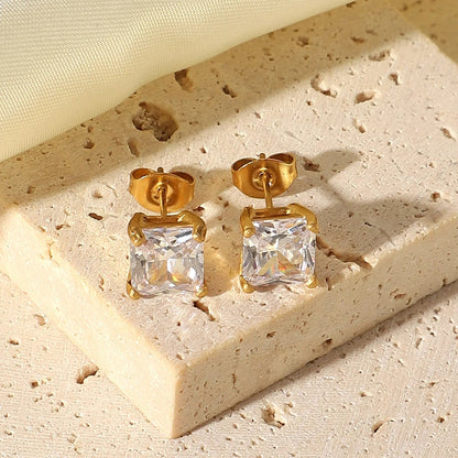[Royal Vicky]March Solitaire Gold Earrings