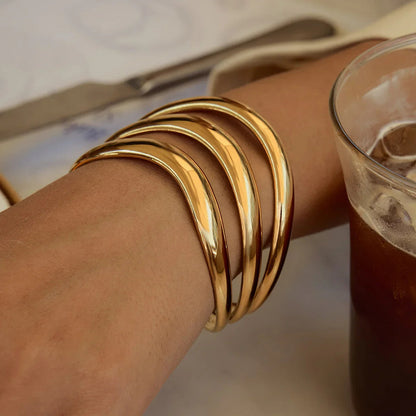[Royal Vicky]Meredith Triple Layer Gold Bangle