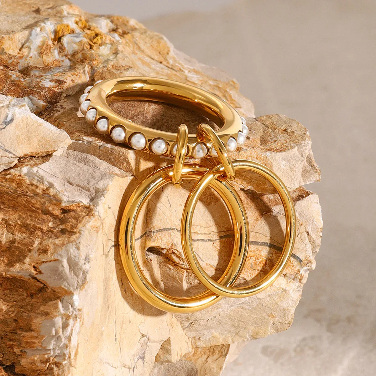 [Royal Vicky]Mikayla Stacked Freshwater Pearl Ring