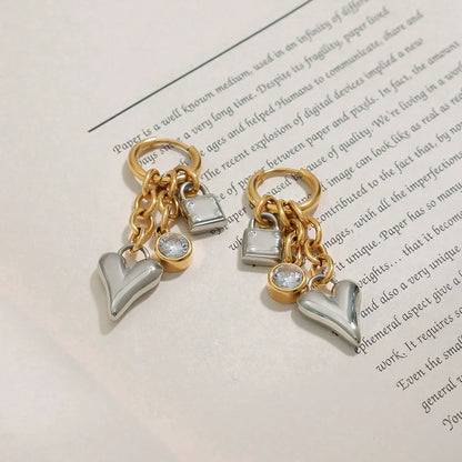 [Royal Vicky]Sarah Heart & Lock Gold Earrings