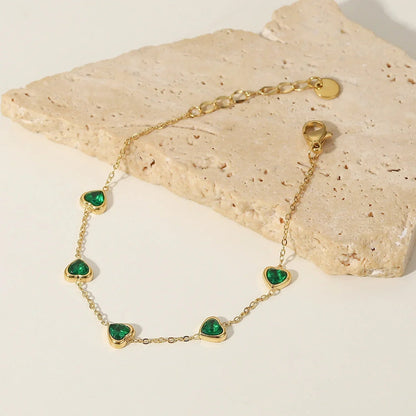 [Royal Vicky]Francia Green Heart Bracelet