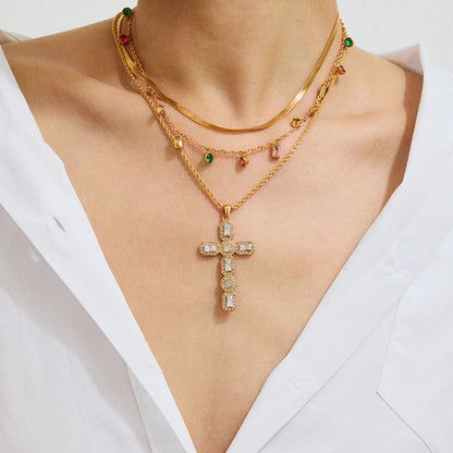 [Royal Vicky]Evangelina Diamond Cross Necklace