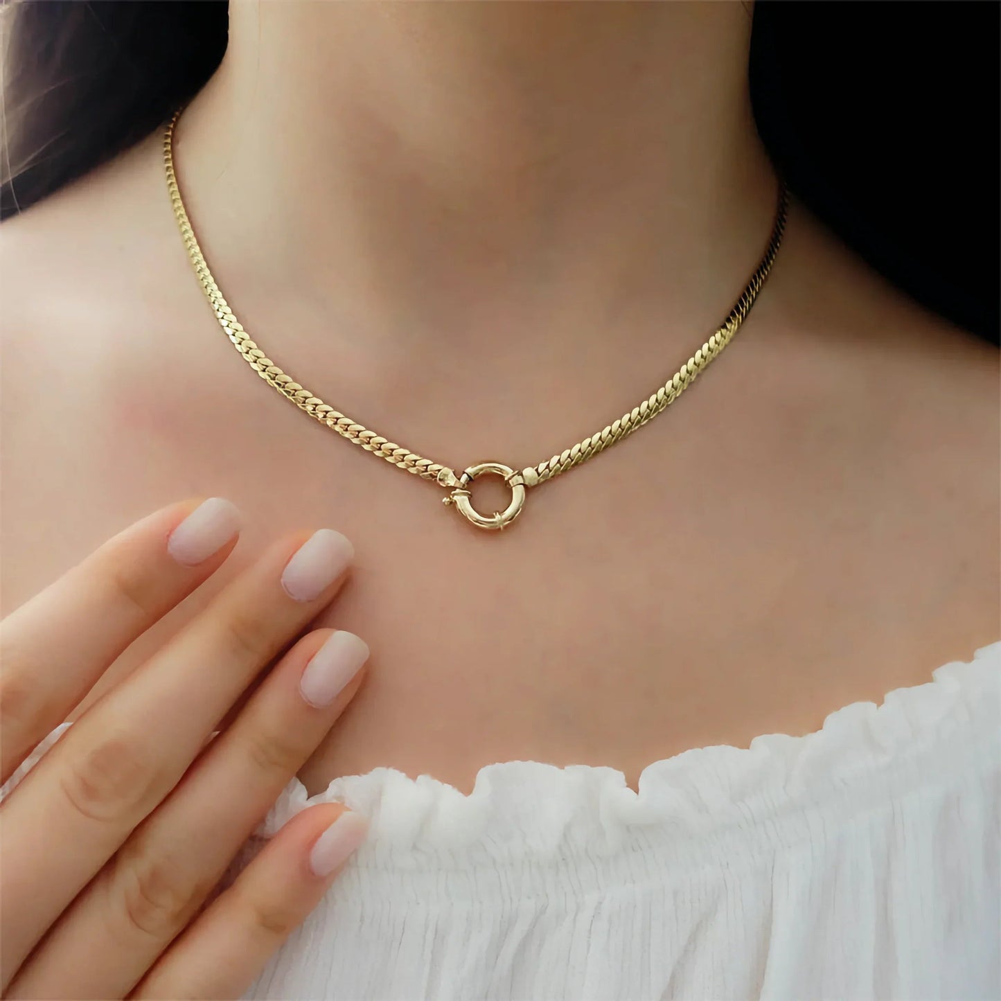 [Royal Vicky]Gardenia Gold Herringbone Pendant
