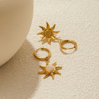 [Royal Vicky]Helia Sun-shaped Moonstone Earrings