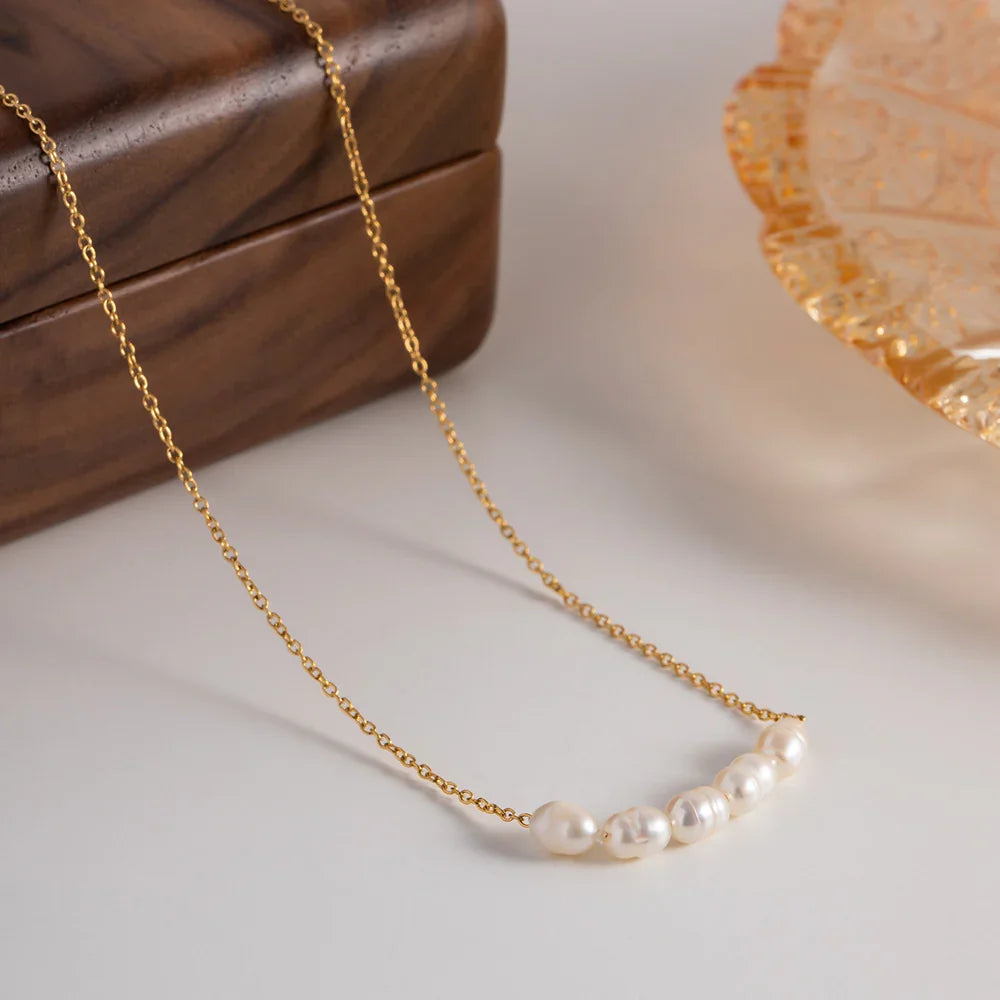 [Royal Vicky]Elle Gold Pearl Necklace